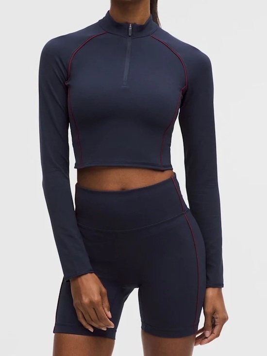lululemon athletica Tops - NWT Lululemon Wunder Train Cropped Long-Sleeve Half Zip True Navy Size 10